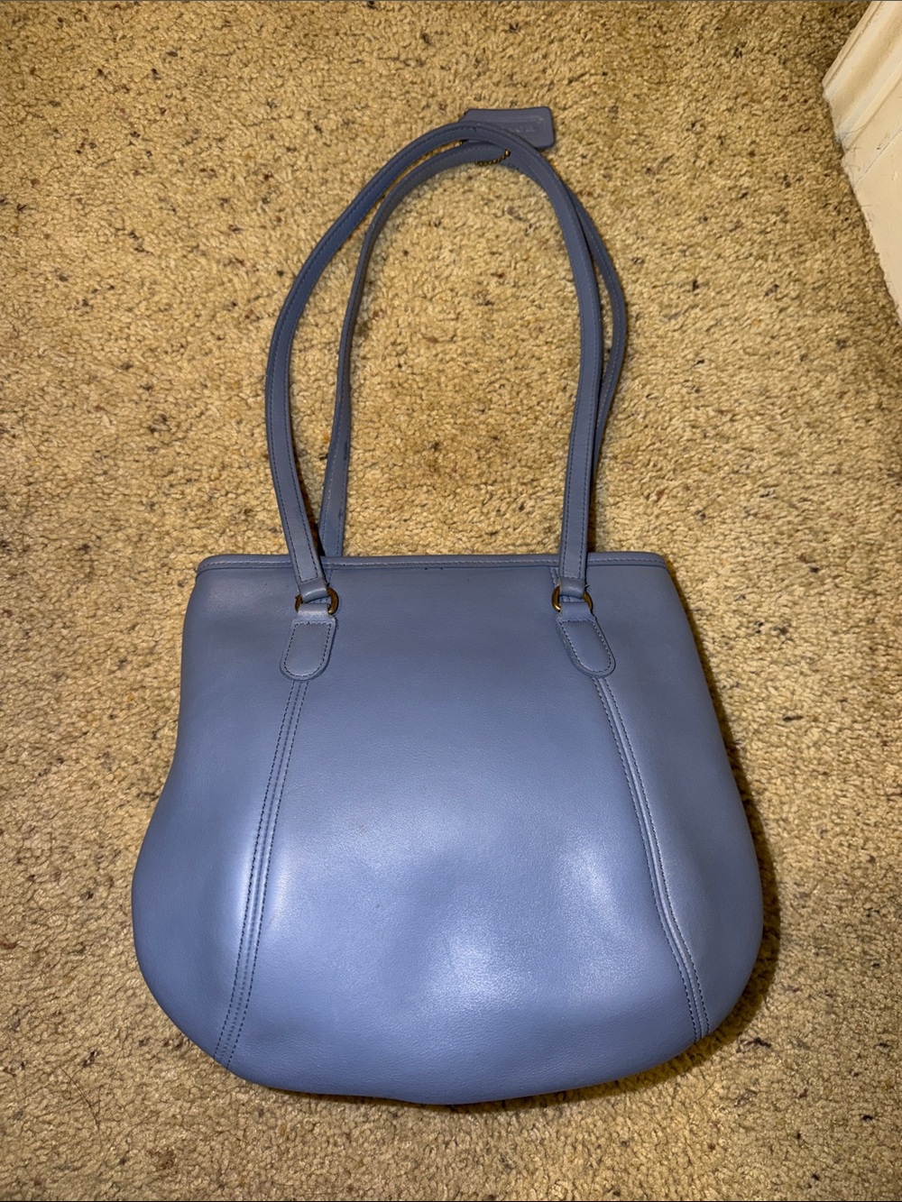 Vintage COACH #9996 periwinkle Leather "Medium Framed Pouch" Handbag - Picture 5 of 16